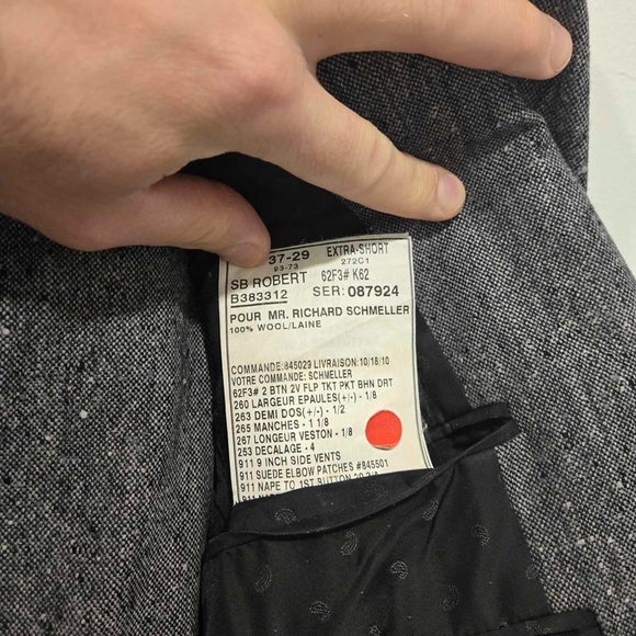 Dark Grey Coppley Men’s Suit Tailored Jacket 100% Wool with Suede Elbows - Picture 3 of 3